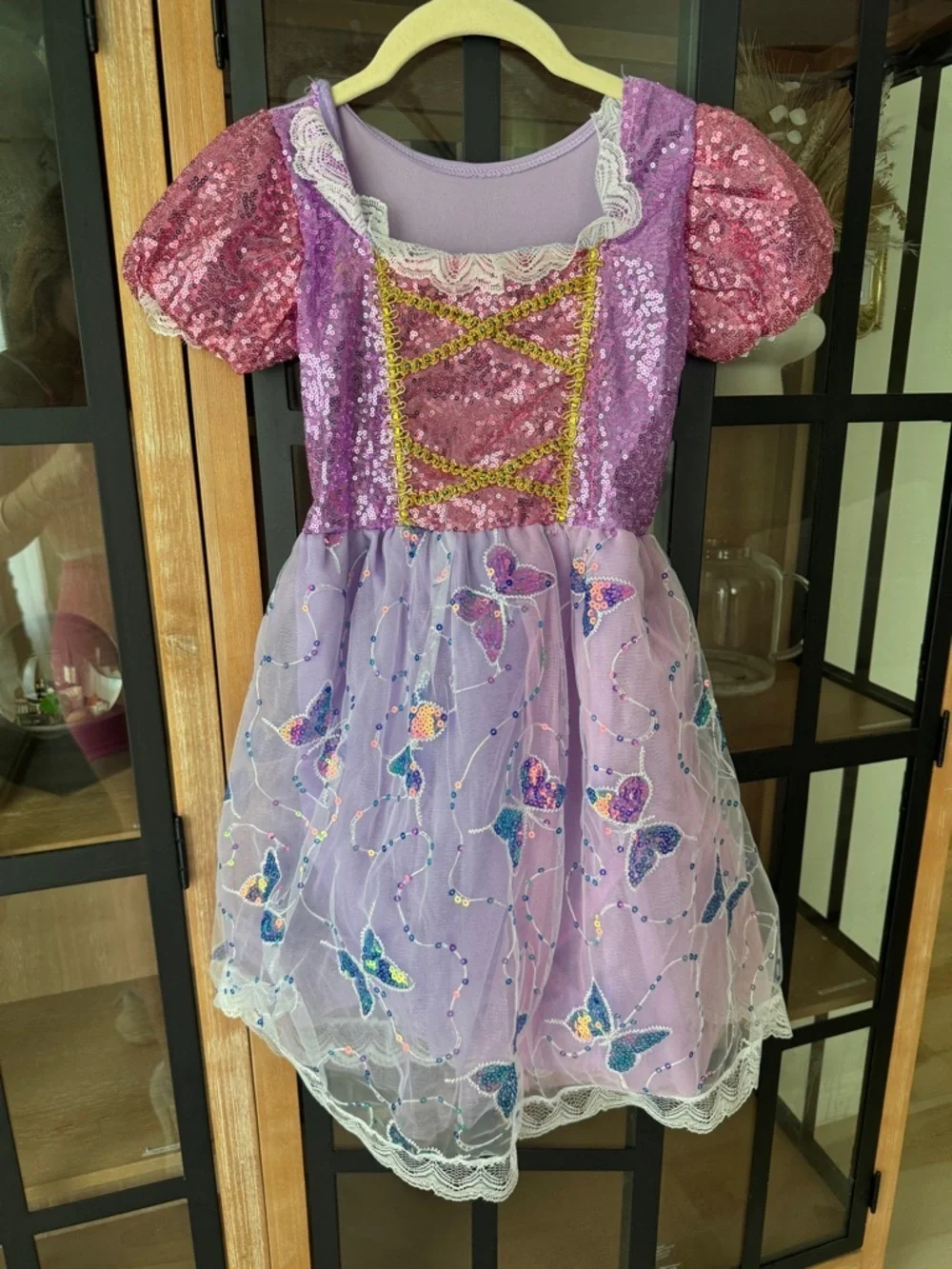 Rapunzel costume gown dress toddler lace butterflies sequins tangled princess
